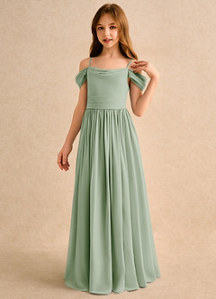 Azazie Shia Junior Formal Flower Girl Klänningar Klä A-Line i Chiffong Av axeln image3