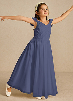 Azazie Chelle Flower Girl Dresses Stormy A-Line Pleated Chiffon Dress image2
