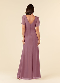 Azazie Marianne Mother of the Bride Dresses Vintage Mauve Sheath V-Neck Pleated Chiffon Dress image2