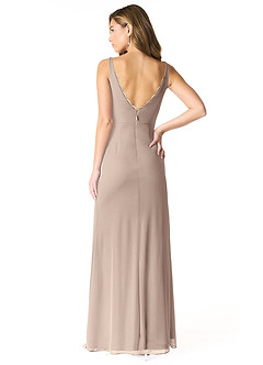 Azazie Verami Final Sale Taupe Mermaid Lace Mesh Dress image2