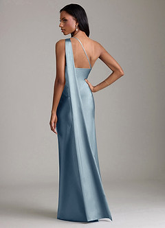 Azazie Galinda Suknie dla druhen Syrena Jedno ramię Satyna elastyczna Do ziemi Sukienka image6