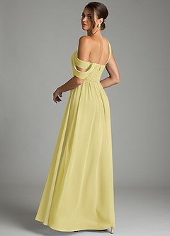 Azazie Kassandra Bridesmaid Dresses Lemon Sorbet A-Line Off the Shoulder Chiffon Dress image6