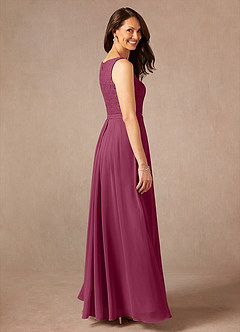 Azazie Ainsling Mother of the Bride Dresses Mulberry A-Line Square Neckline Lace Chiffon Dress image4