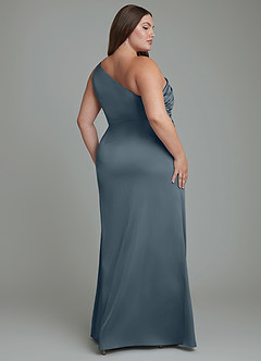 Azazie Akilah Bridesmaid Dresses Twilight Mermaid One Shoulder Stretch Satin Dress image9