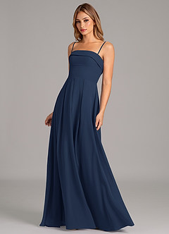Azazie Lucienne Bridesmaid Dresses Dark Navy A-Line Strapless Chiffon Convertible Dress image6