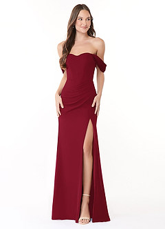 Azazie Lynnie Bridesmaid Dresses Burgundy Mermaid Off the Shoulder Chiffon Convertible Dress image1