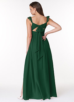 Azazie Metz Final Sale Dark Green A-Line Sweetheart Ruched Chiffon Dress image2