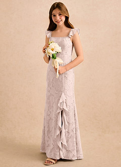 Azazie Novanlie Girls Formal Flower Girl Klänningar Klänning Sjöjungfru i Blommig Utbrändhet Rosett image2