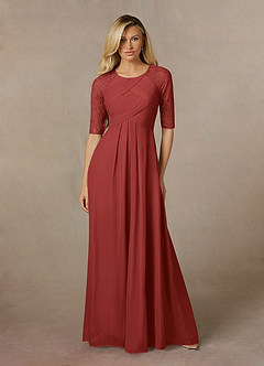 Azazie Raelyn Mother of the Bride Dresses Rust A-Line Lace Mesh Dress image4