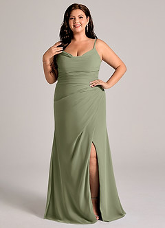 Azazie Deandra Bridesmaid Dresses Pistachio Mermaid Pleated Chiffon Dress image7