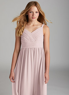 Azazie Chanel Junior Jurk van Chiffon met A-Lijn Sweetheart Halslijn Blozend Roze image6