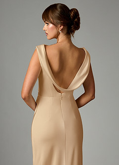Azazie Kieryn Robes de demoiselle d'honneur Robe Sirène en Satin extensible Plissée Champagne image2