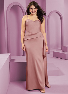 Barbie ♥ Azazie Bridesmaid Dresses Dusty Rose Sheath Strapless Stretch Satin Convertible Dress image11