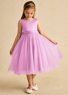Azazie Winnie Flower Girl Dresses Candy Pink Ball-Gown Bow Tulle Dress image2