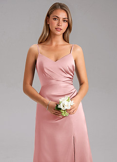 Azazie Azuree Brudtärnklänningar Klä av A-Linje i Stretch Satin Plisserad Puderrosa image8