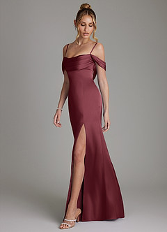 Azazie Nira Bridesmaid Dresses Merlot Mermaid Corset Stretch Satin Dress image7