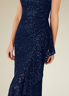 Azazie Eleanora Mother of the Bride Dresses Dark Navy Sheath Sequins Lace Dress image7