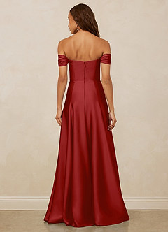 Christian Siriano Bridal for Azazie 1002 Bridesmaid Dresses Pomegranate A-Line Off the Shoulder Stretch Satin Convertible Dress image6