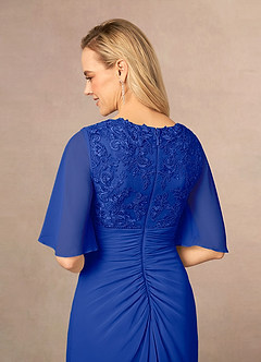 Azazie Carson Mother of the Bride Dresses Royal Blue A-Line V-Neck Lace Chiffon Dress image5