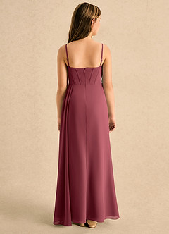 Azazie Moxie Girls Formal Jurken voor bloemenmeisjes A-lijn Jurk van Chiffon Kant Merlot image2