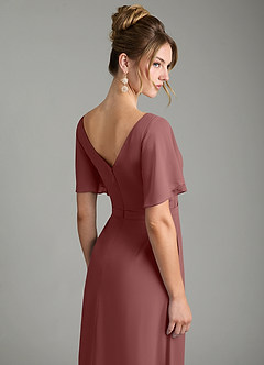 Azazie Ambrosia Vestidos de damas de honor Vestido de Rosa Del Desierto de Gasa de Corte en A con Plisado image7