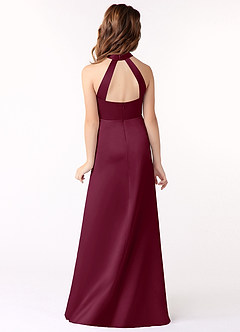 Azazie Laurel Junior Mulberry A-Line Stretch Satin Dress image3