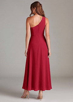 Azazie Brooke Robes de demoiselle d'honneur Robe Trapèze en Mousseline de soie Une épaule Écarlate image5