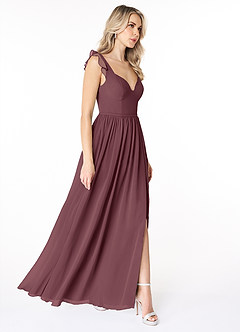 Azazie Stassie Final Sale Sangria A-Line Sweetheart Ruched Chiffon Dress image4