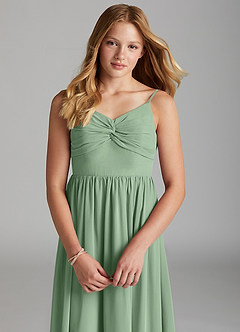 Azazie Zeya Junior Matcha A-Line Chiffon Dress image6