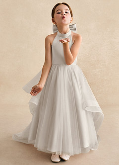 Azazie Bev Blumenmädchenkleider A-Linie Cabrio Tüll Kleid Frost image4