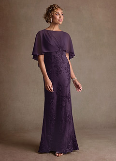 Azazie Amrita Vestidos para mãe da noiva Vestido Ameixa de Chiffon de sereia com Renda image4