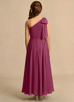 Azazie Guppy Girls Formal Robe Demoiselle D'honneur Fillette Robe Trapèze en Mousseline de soie Une épaule Mûre image2