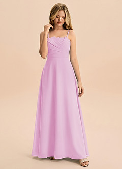 Azazie Rory Junior Candy Pink A-Line Pleated Chiffon Dress image4