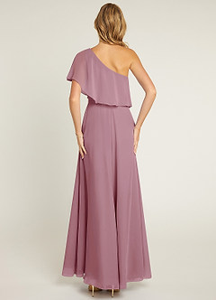 Azazie Lizzy Bridesmaid Dresses Vintage Mauve A-Line One Shoulder Chiffon Dress image2