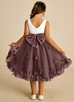 Azazie Sprout Flower Girl Dresses Espresso A-Line Bow Tulle Dress image1