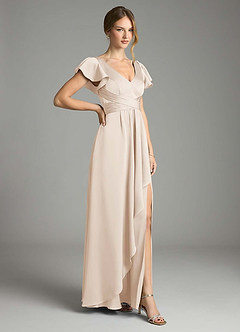 Azazie Omari Bridesmaid Dresses White Alabaster A-Line Stretch Satin Dress image11