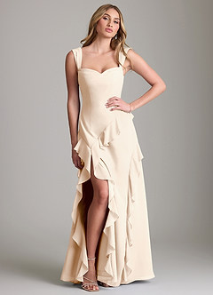 Azazie Sloane Bridesmaid Dresses White Alabaster A-Line Sweetheart Neckline Chiffon Dress image3