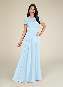 Azazie Annette Mother of the Bride Dresses Sky Blue A-Line Lace Chiffon Dress image3