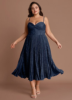 Annie Navy Pleated Midi Dress image13