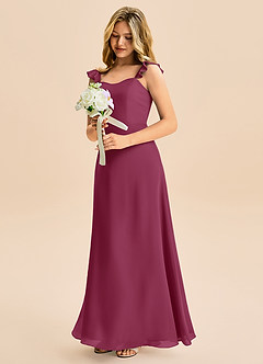 Azazie Mavie Junior Mulberry A-Line Ruched Chiffon Dress image1