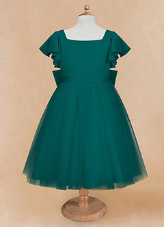 Azazie Kaeya Flower Girl Dresses Peacock A-Line Bow Tulle Dress image5