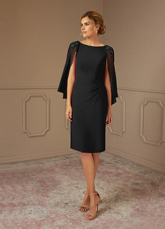 Azazie Carmela Mother of the Bride Dresses Black Sheath Lace Chiffon Dress image2