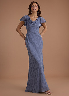 blue iris dress Iris Embroidered Chiffon Bridesmaid Dress main image 0