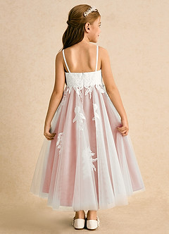 Azazie Coraline Flower Girl Dresses Ivory Rosette A-Line Lace Dress image2