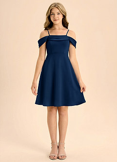 Azazie Anselie Junior Linia A Pofałdowany Satyna elastyczna Mini Młodsza druhna Sukienka image3