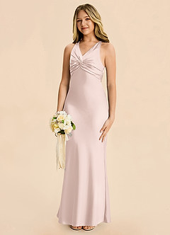 Azazie Hati Junior Blushing Pink Mermaid Stretch Satin Dress image6
