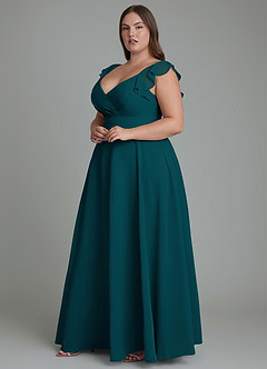Azazie Leilani Bridesmaid Dresses Pine A-Line Pleated Chiffon Dress image9