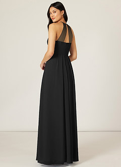 Azazie Sarah Bridesmaid Dresses Black Empire Pleated Chiffon Dress image5