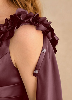 Azazie Rosita Girls Formal Flower Girl Klänningar Klänning A-Line i Stretch Satin Plisserad image6