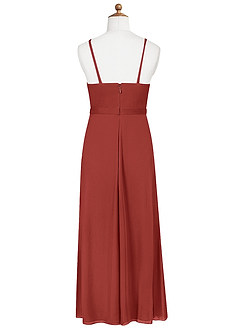 Azazie Luxy Junior Terracotta Pleated Mesh Dress image7